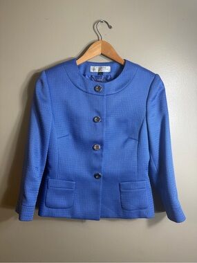 Tahari Arthur S Levine Periwinkle Blue Textured Career Blazer